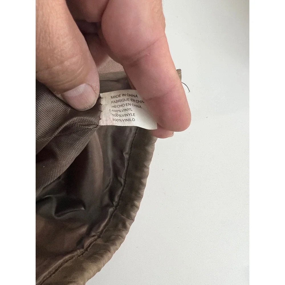 Brown Faux Leather Drawstring Backpack Bag With Front Zip‎ Pocket